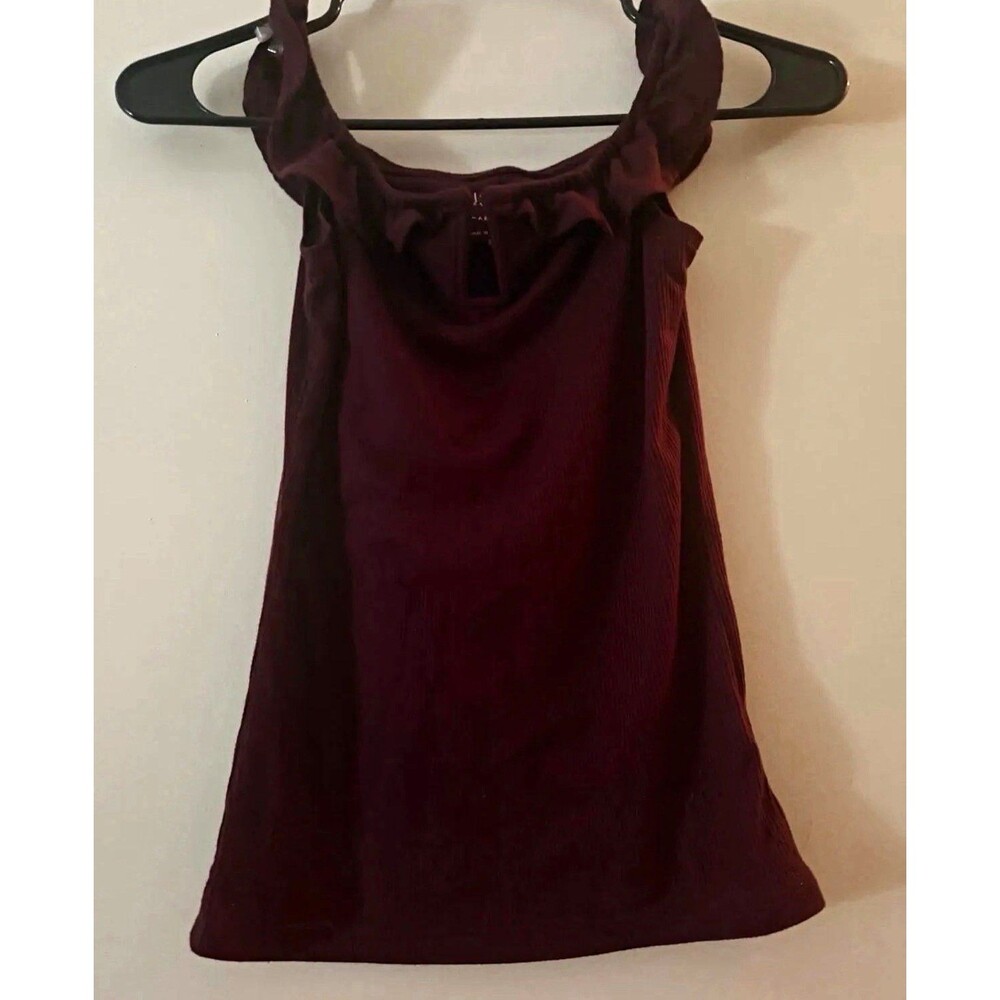 Seriously Soft Aero Women's Burgundy Ruffle Tank Top